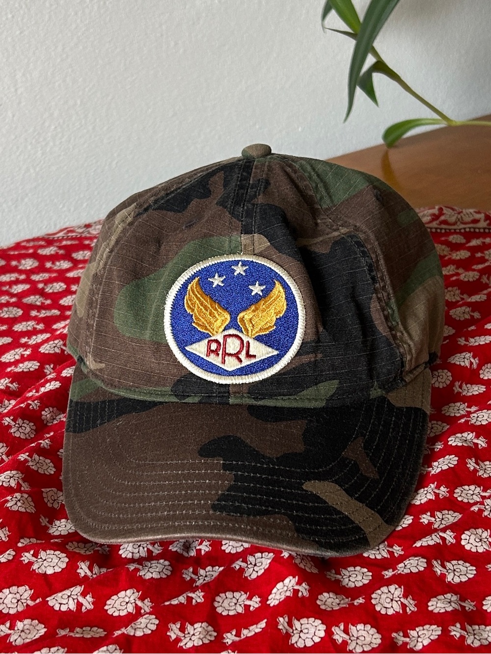 RRL Camo winged logo hat